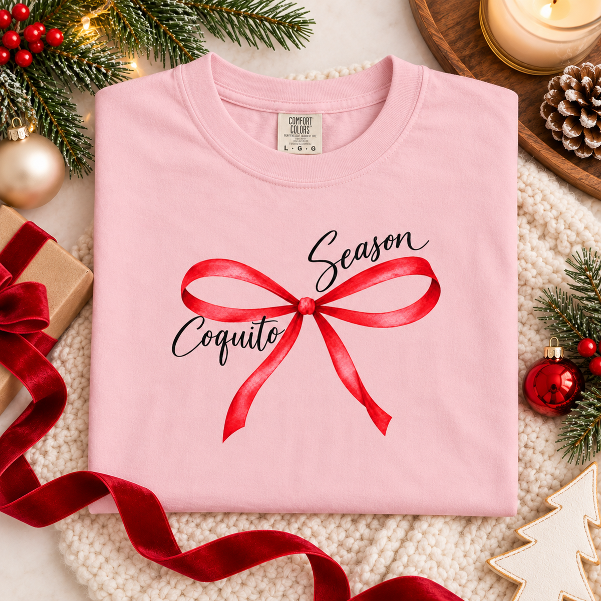 Coquito Season Bow Tee | Comfort Colors 1717