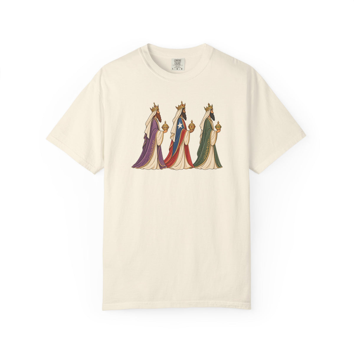 Ivory Comfort Colors 1717 with vintage Three Kings graphic, front view
