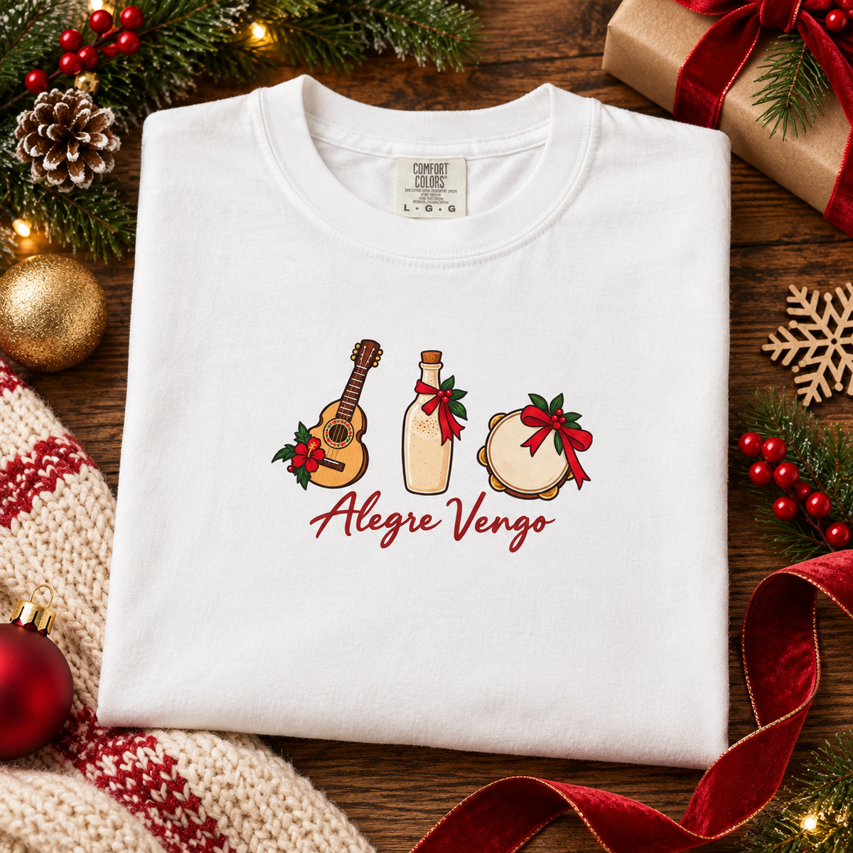 White Alegre Vengo Christmas festive flat lay
