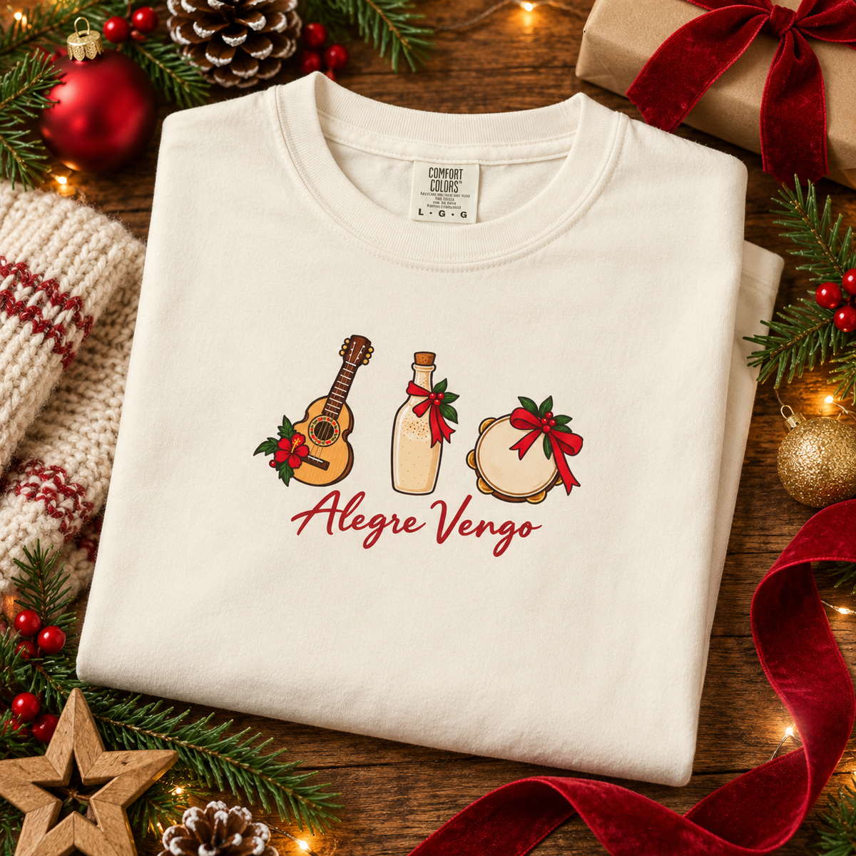 Ivory Alegre Vengo Christmas festive flat lay