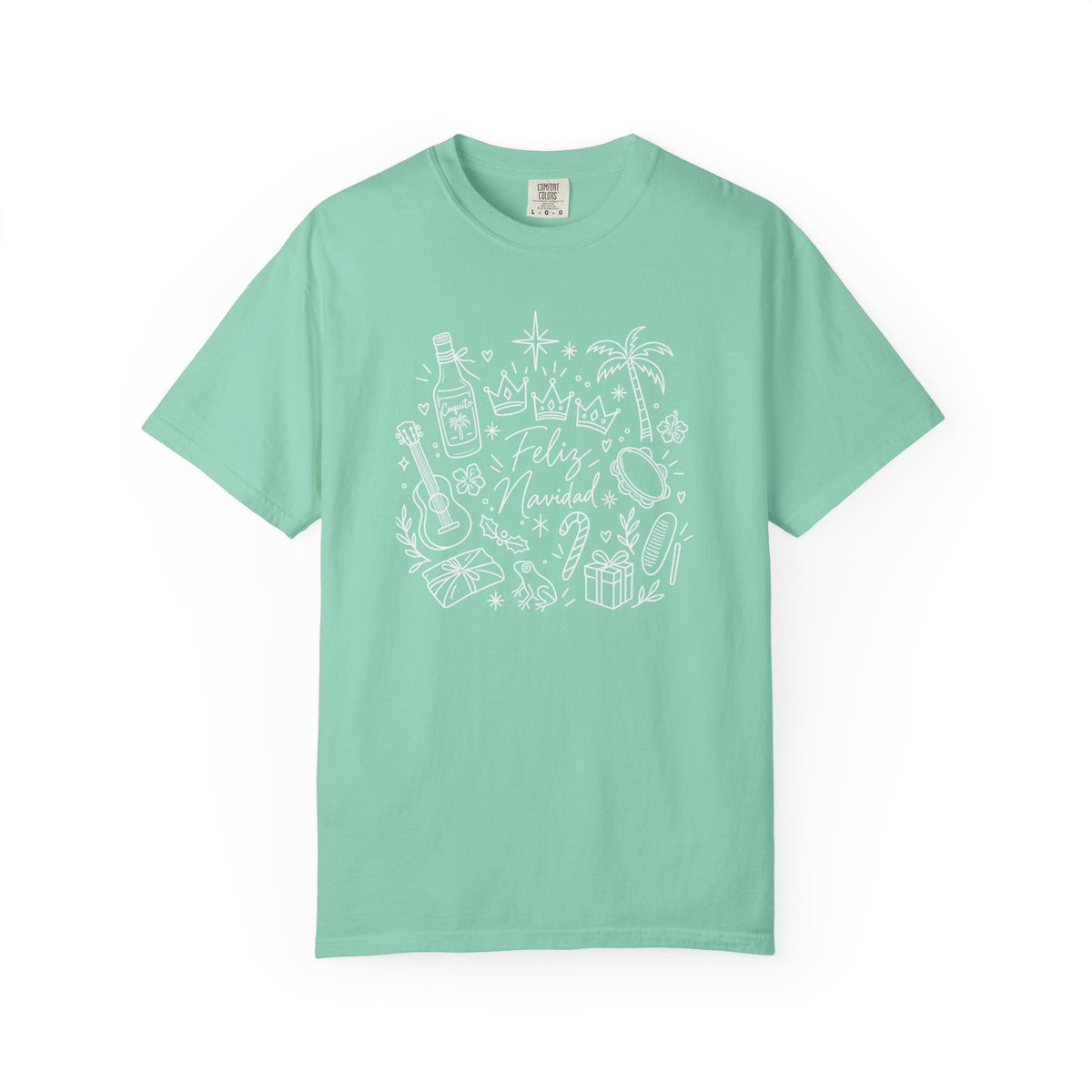 Feliz Navidad Puerto Rico Christmas graphic tee Island Reef front view