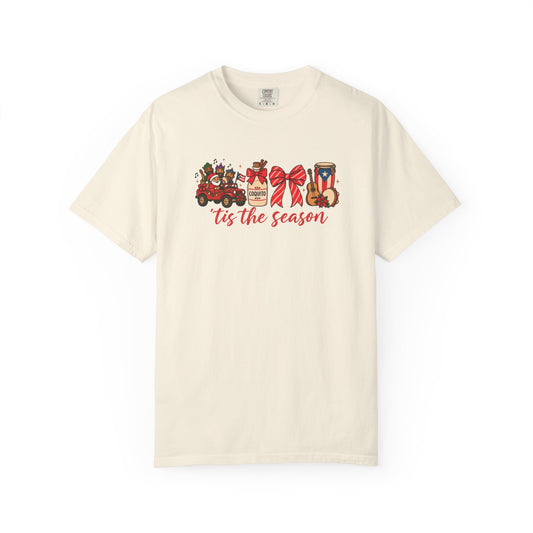 'Tis the Season Puerto Rican Christmas tee ivory full front view